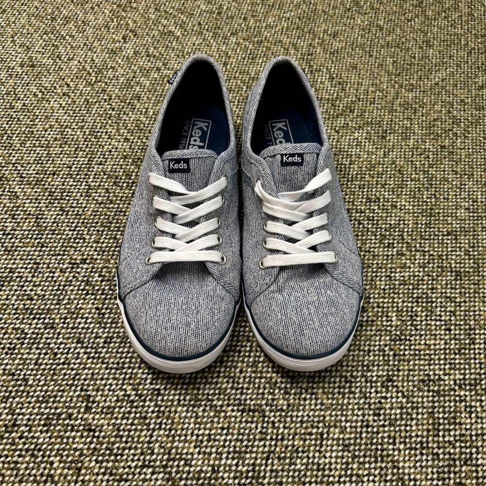 Keds Kickstart Sneakers Female 9.5 Gray Marled‎ Jersey Low Top Lace Up S34